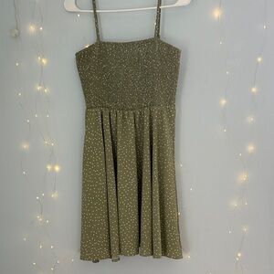 SHEIN Olive Green Mini Dress with Polka Dots